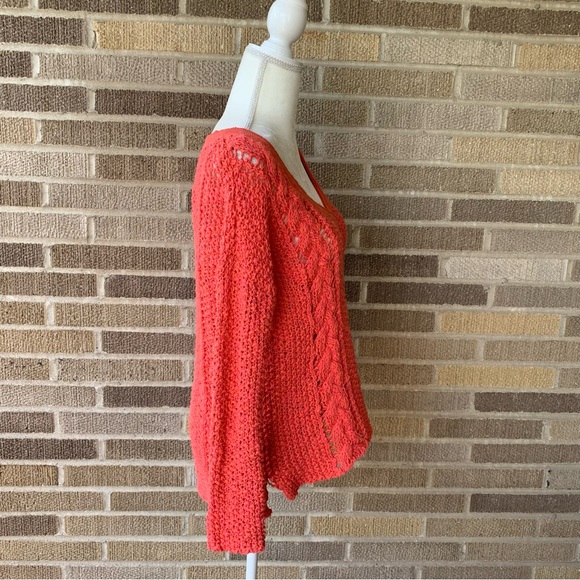 Free People Orange Crochet Sweater Size Small - Picture 6 of 13